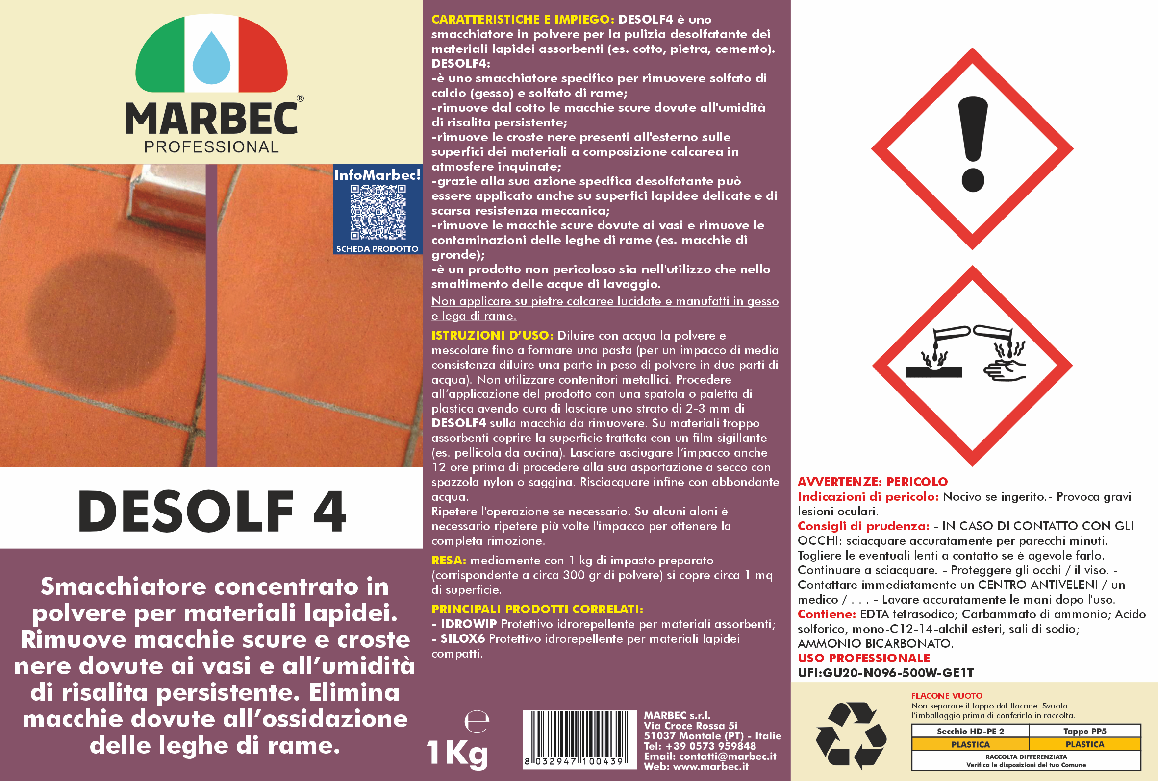 Smacchiatore per materiali lapidei DESOLF4   1KGx4Pz