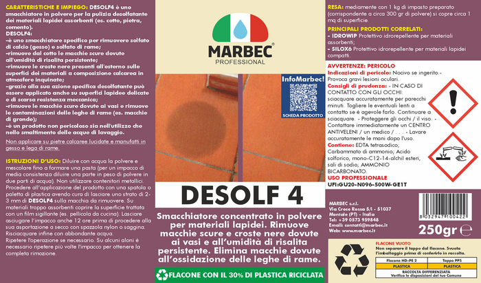 Smacchiatore per materiali lapidei DESOLF4   250GR
