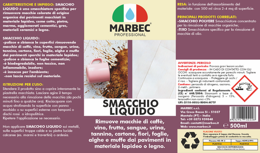 Smacchiatore di macchie organiche SMACCHIO LIQUIDO   500ML