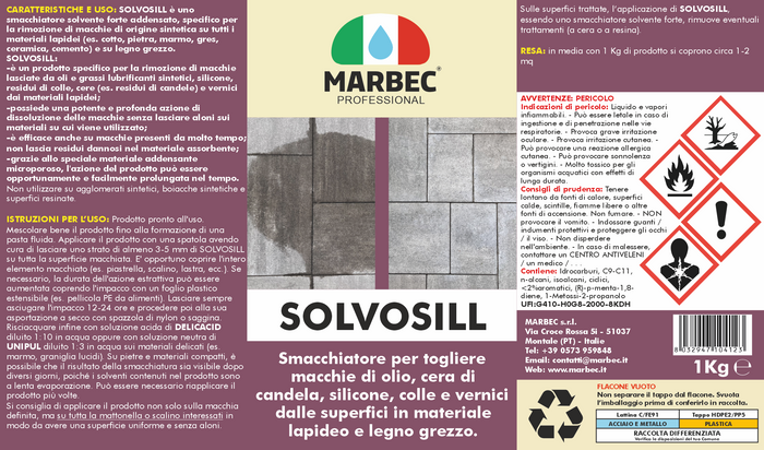 Come togliere le macchie di olio, cere e siliconi SOLVOSILL   1KGx6Pz