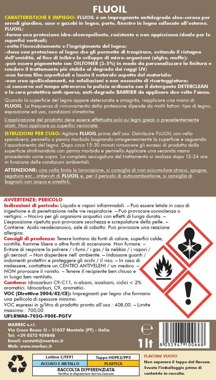 Impregnante per legno esterno FLUOIL   1LT