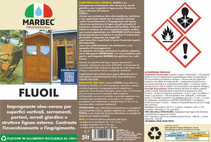 Impregnante per legno esterno FLUOIL   5LTx4Pz