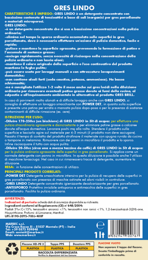 Detergente per gres porcellanato GRES LINDO   1LTx6Pz
