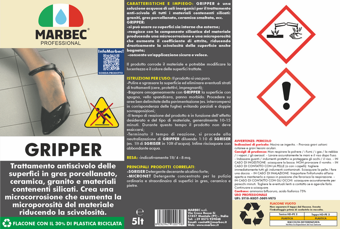 Trattamento antiscivolo per pavimenti GRIPPER   5LT