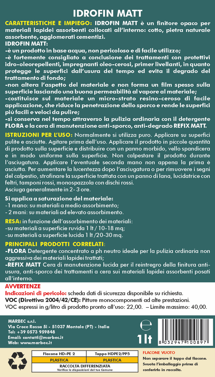 Cera per pavimenti IDROFIN MATT   1LT