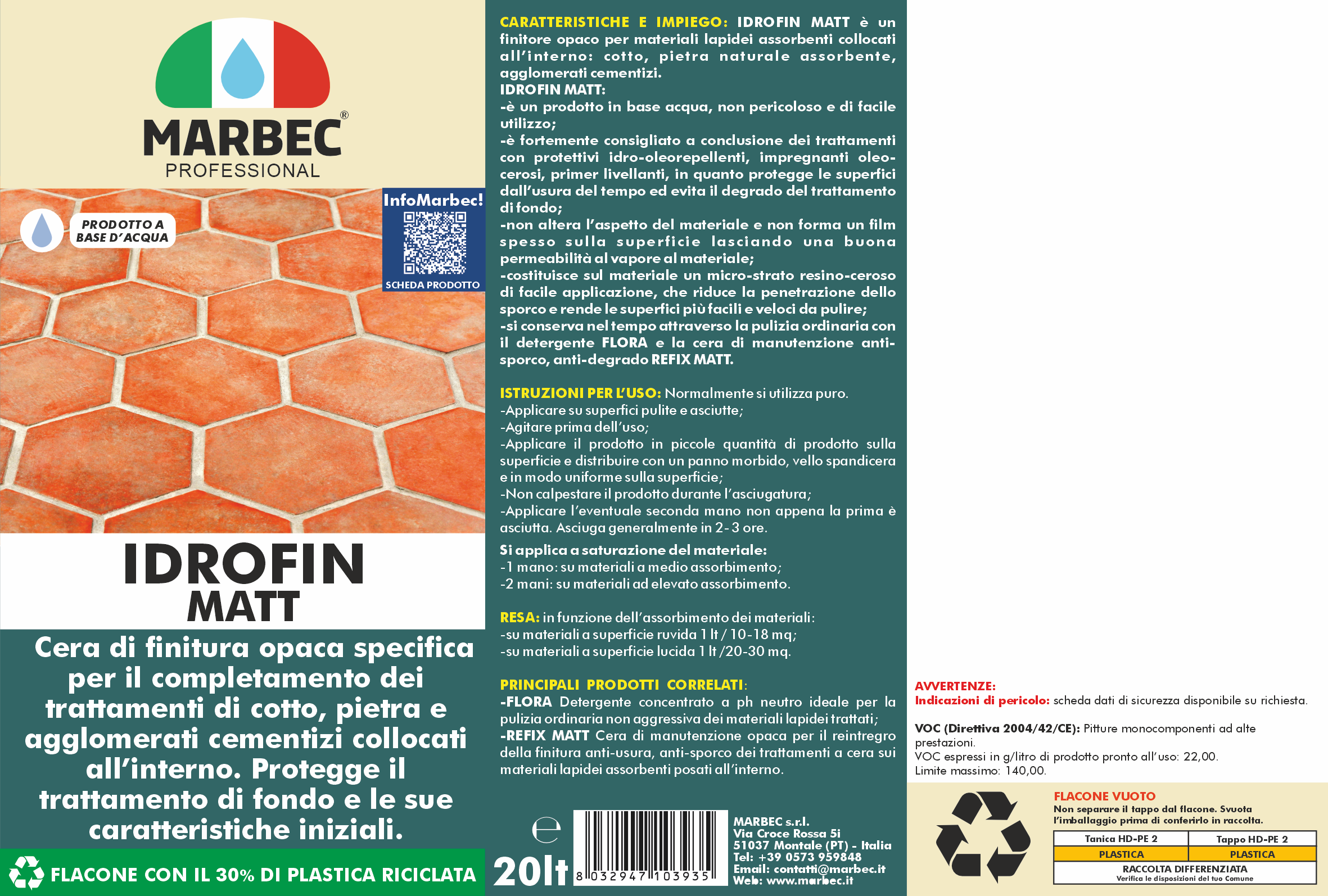 Cera per pavimenti IDROFIN MATT   20LT