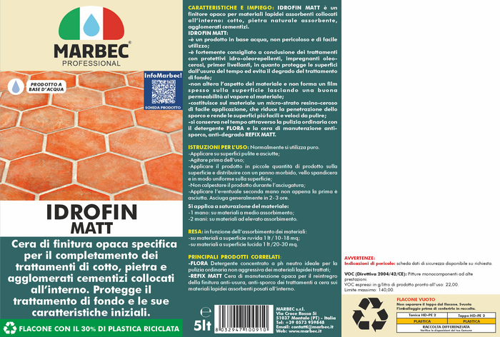 Cera per pavimenti IDROFIN MATT   5LTx4Pz