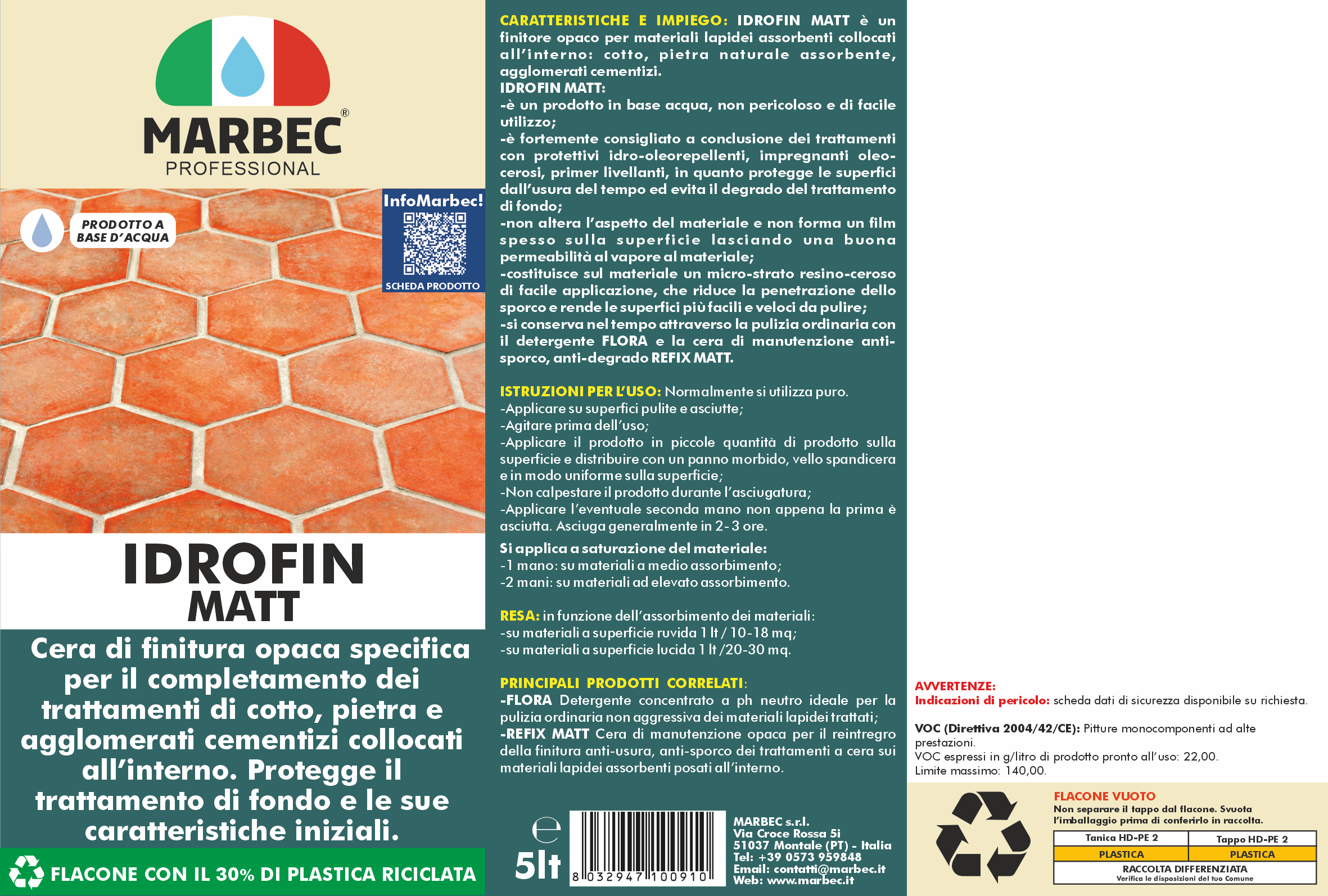 Cera per pavimenti IDROFIN MATT   5LT