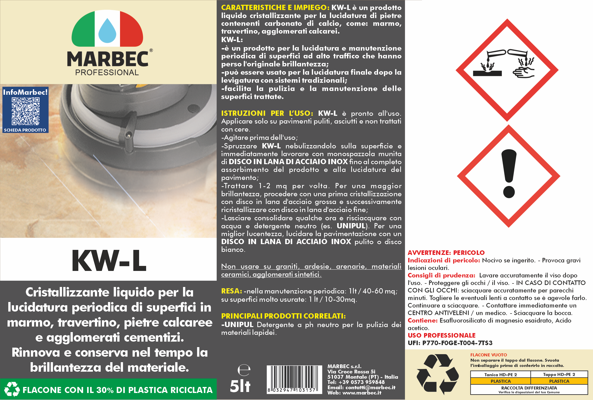 Cristallizzante liquido per marmo KW-L   5LTx4Pz