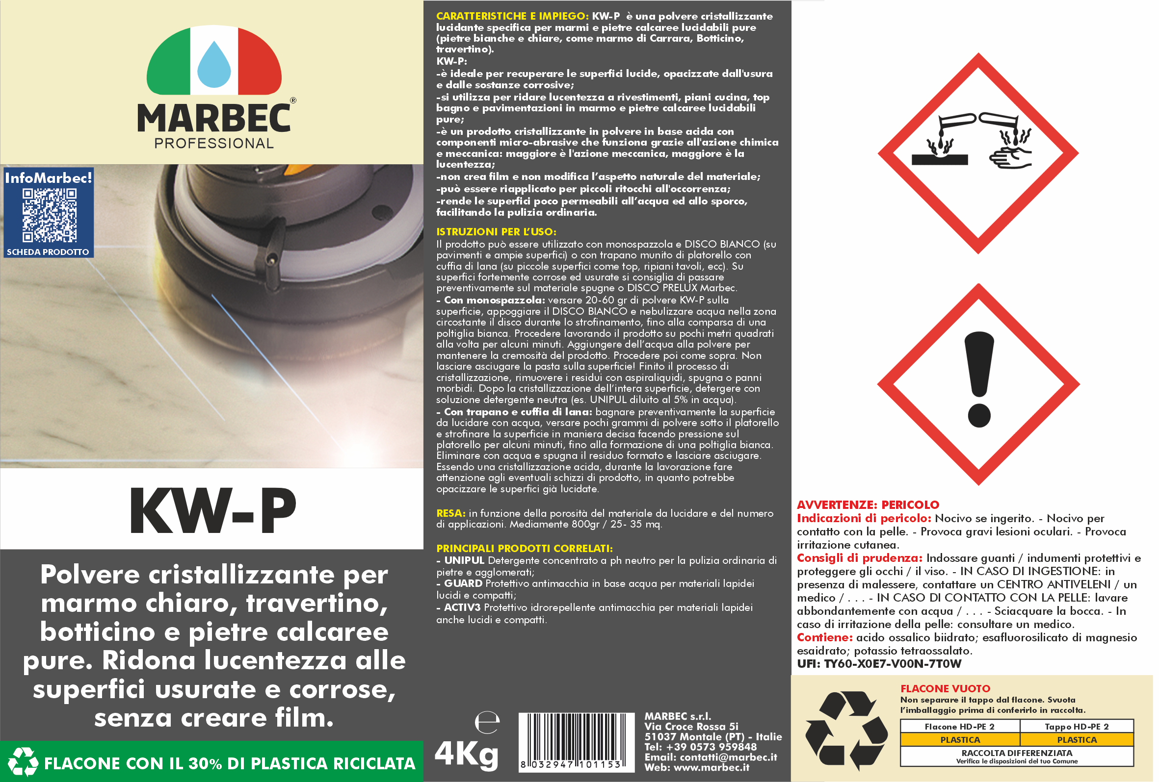 Cristallizzante per marmo KW-P   4KGx4Pz