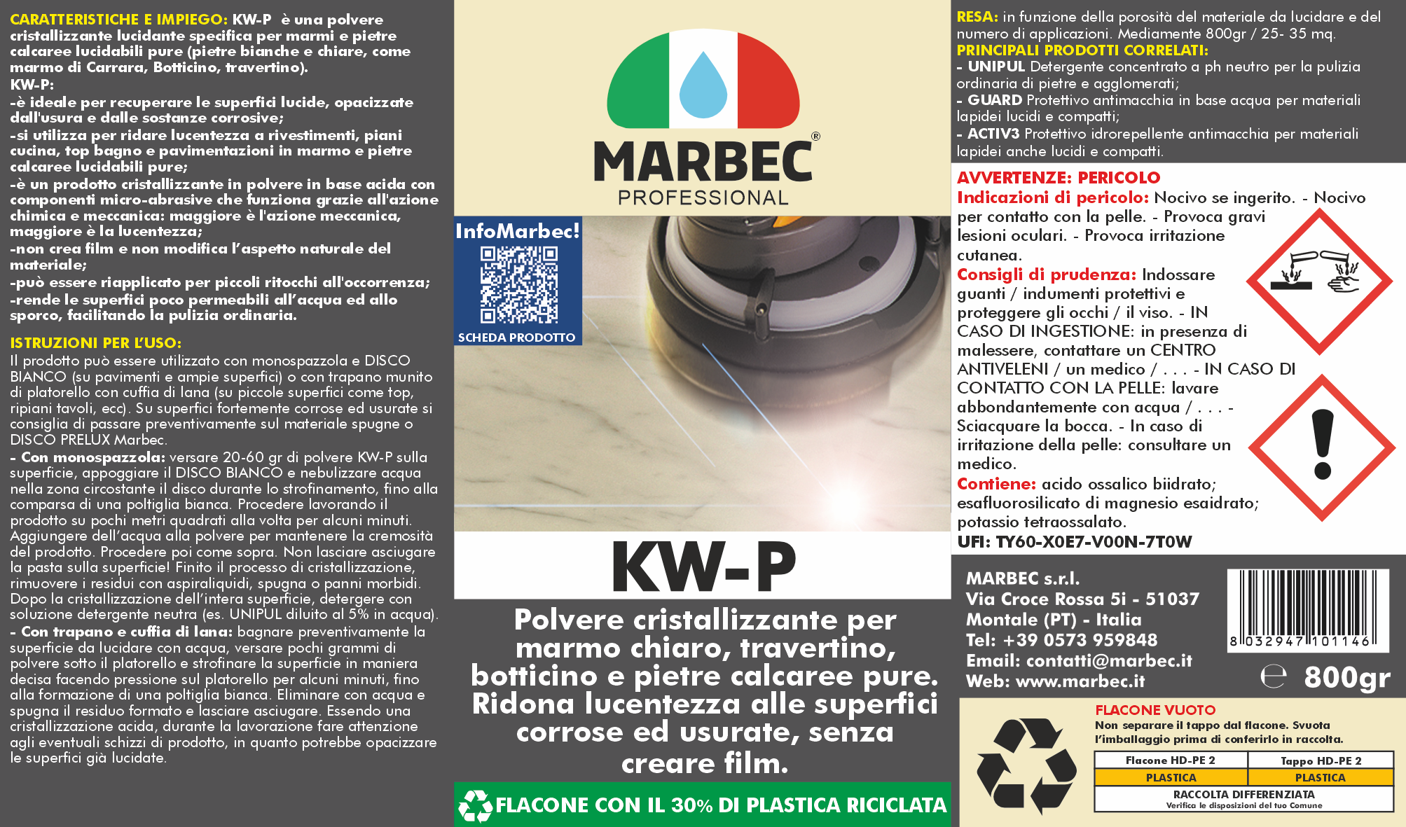 Cristallizzante per marmo KW-P   800GR