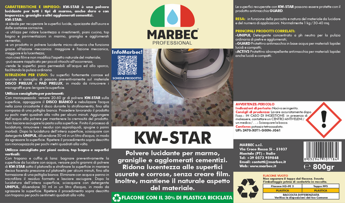 Cristallizzante per marmo KW-STAR   800GRx6Pz