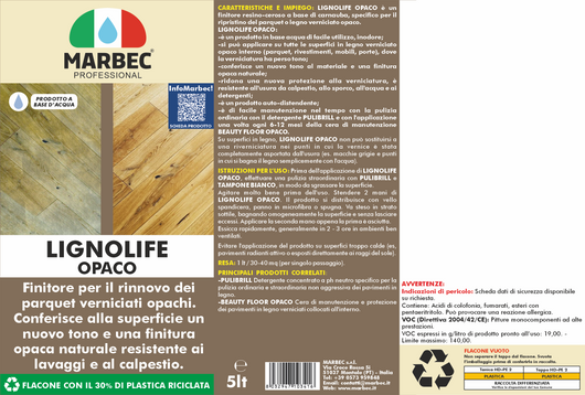 Prodotto per parquet rovinato LIGNOLIFE OPACO   5LT