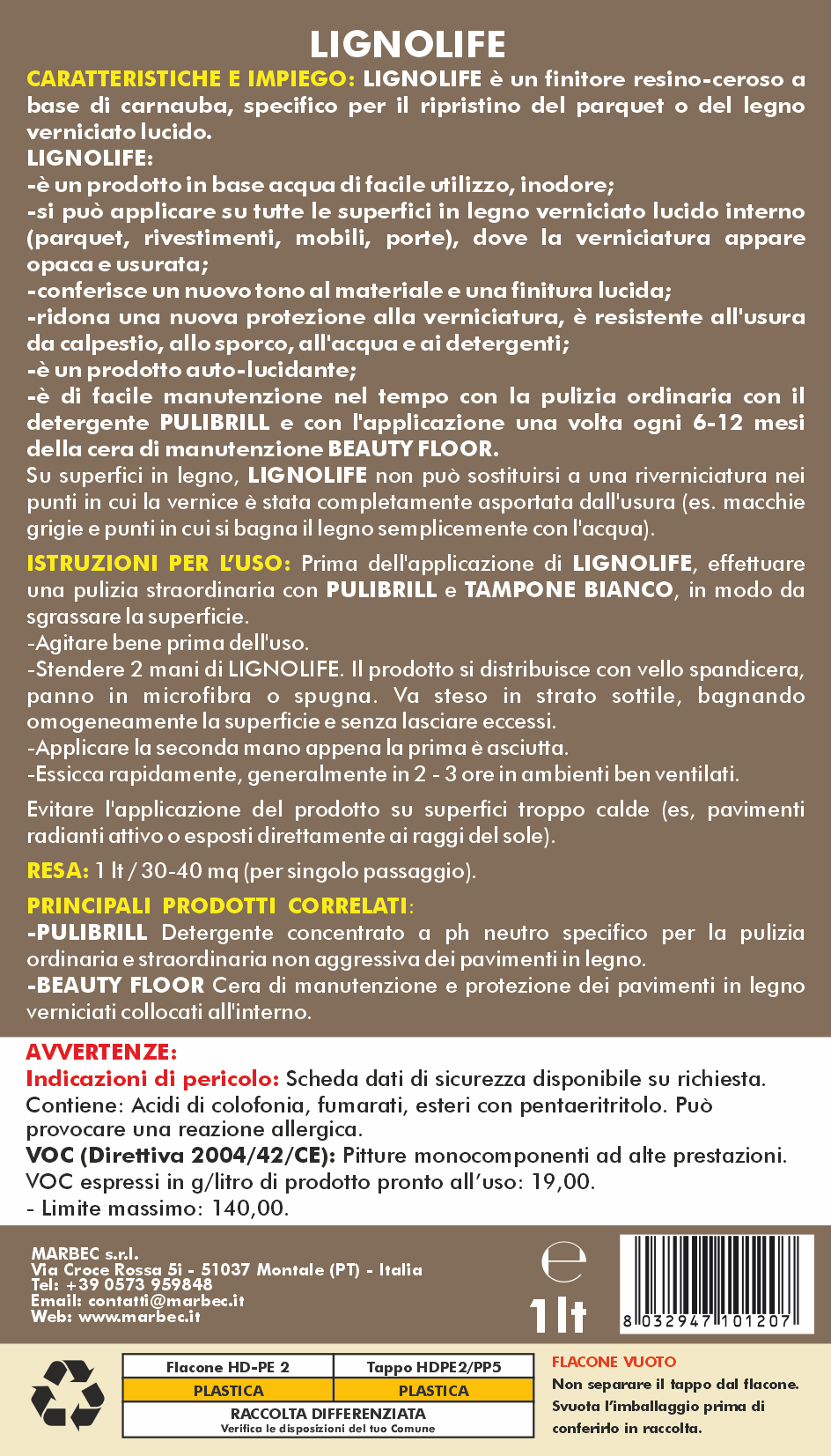 Prodotto per parquet rovinato LIGNOLIFE   1LTx6Pz