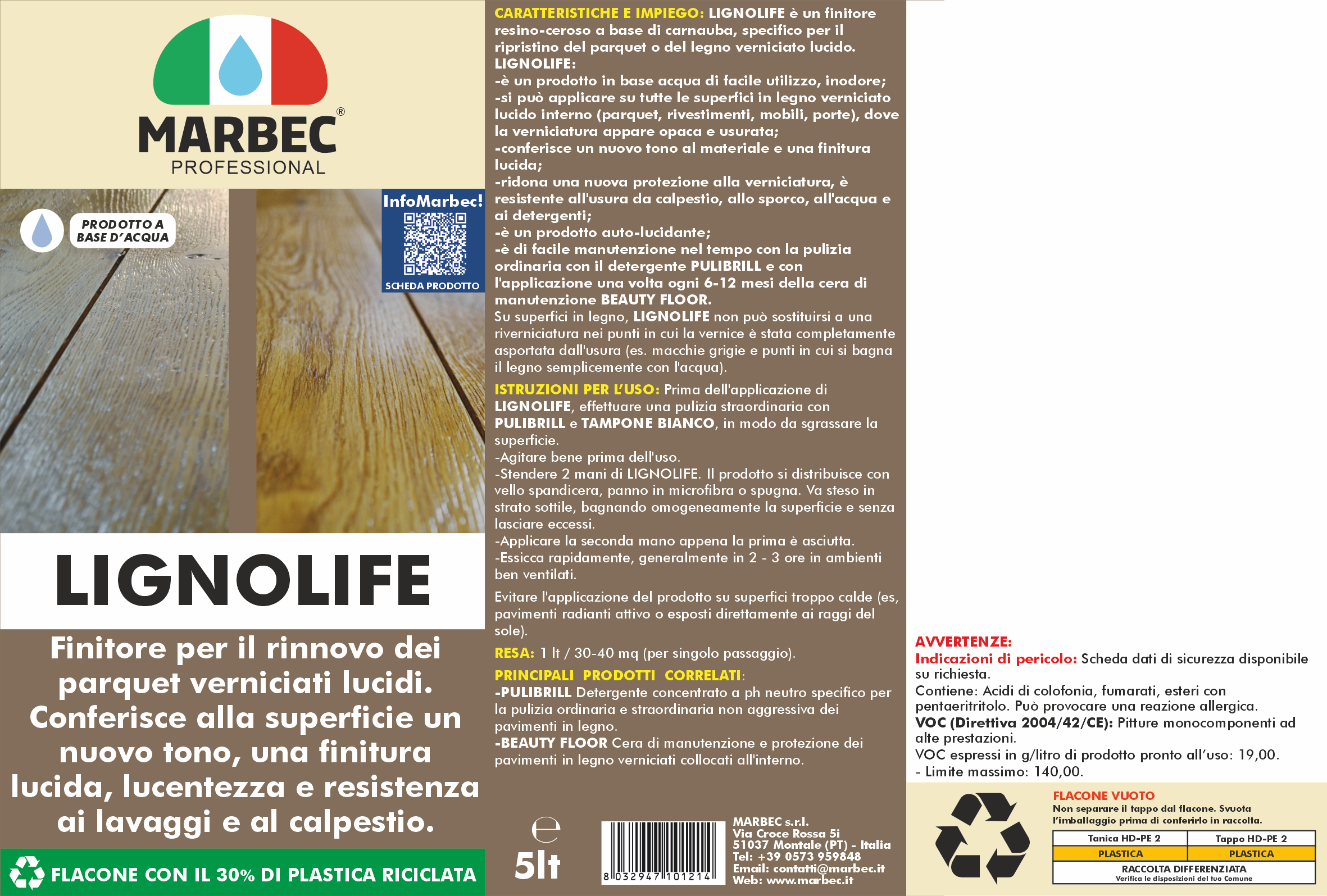 Prodotto per parquet rovinato LIGNOLIFE   5LT