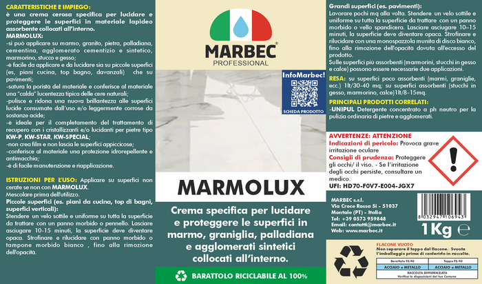 Crema lucidante per marmo MARMOLUX   1KGx6Pz