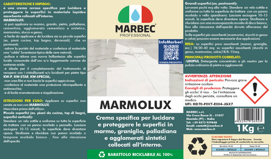 Crema lucidante per marmo MARMOLUX   1KG