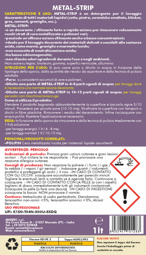Detergente sgrassante professionale METAL-STRIP   1LTx6Pz
