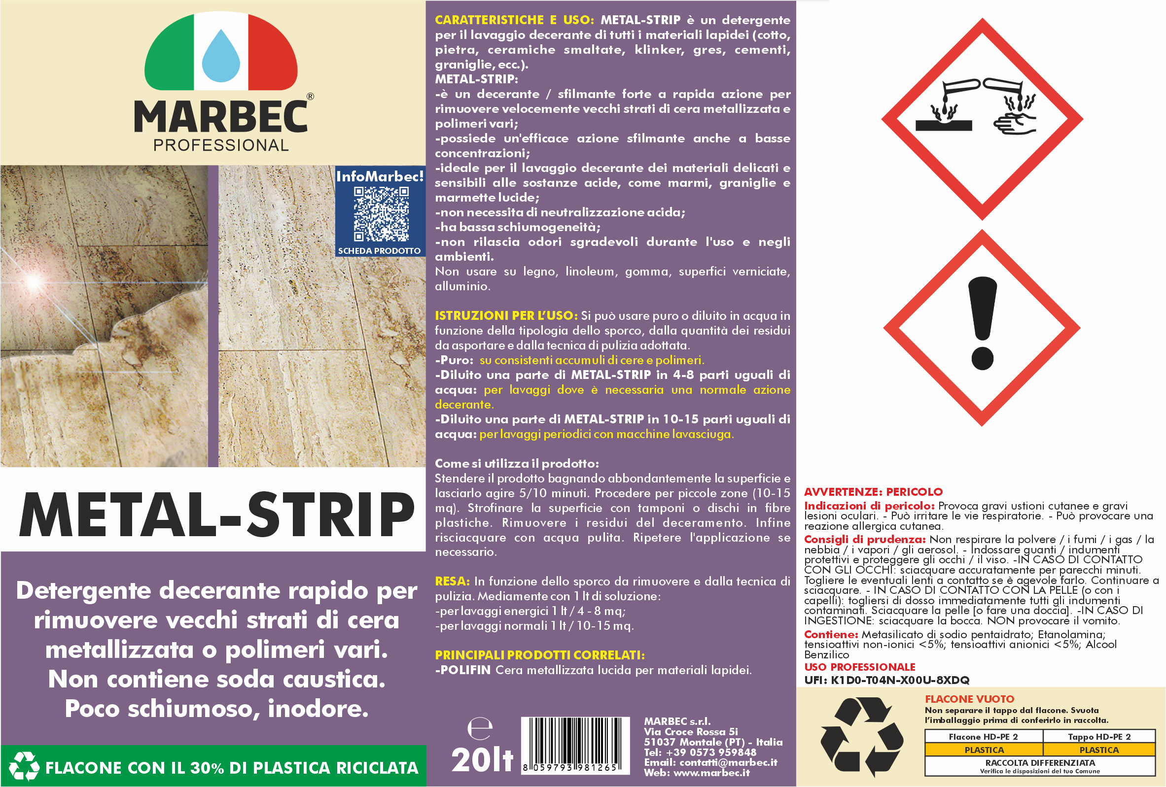 Detergente sgrassante professionale METAL-STRIP   20LT