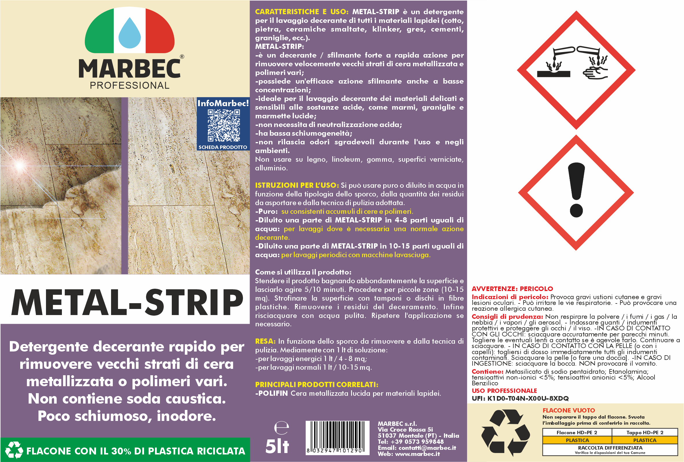 Detergente sgrassante professionale METAL-STRIP   5LT