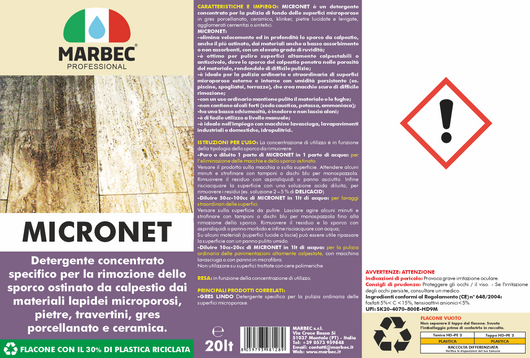 Detergente per gres porcellanato e pietre MICRONET   20LT