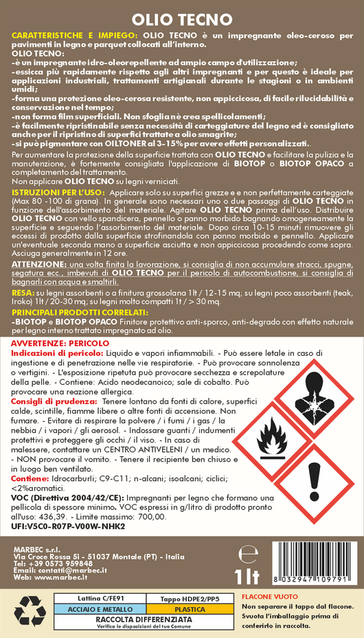 Impregnante per legno OLIO TECNO   1LT