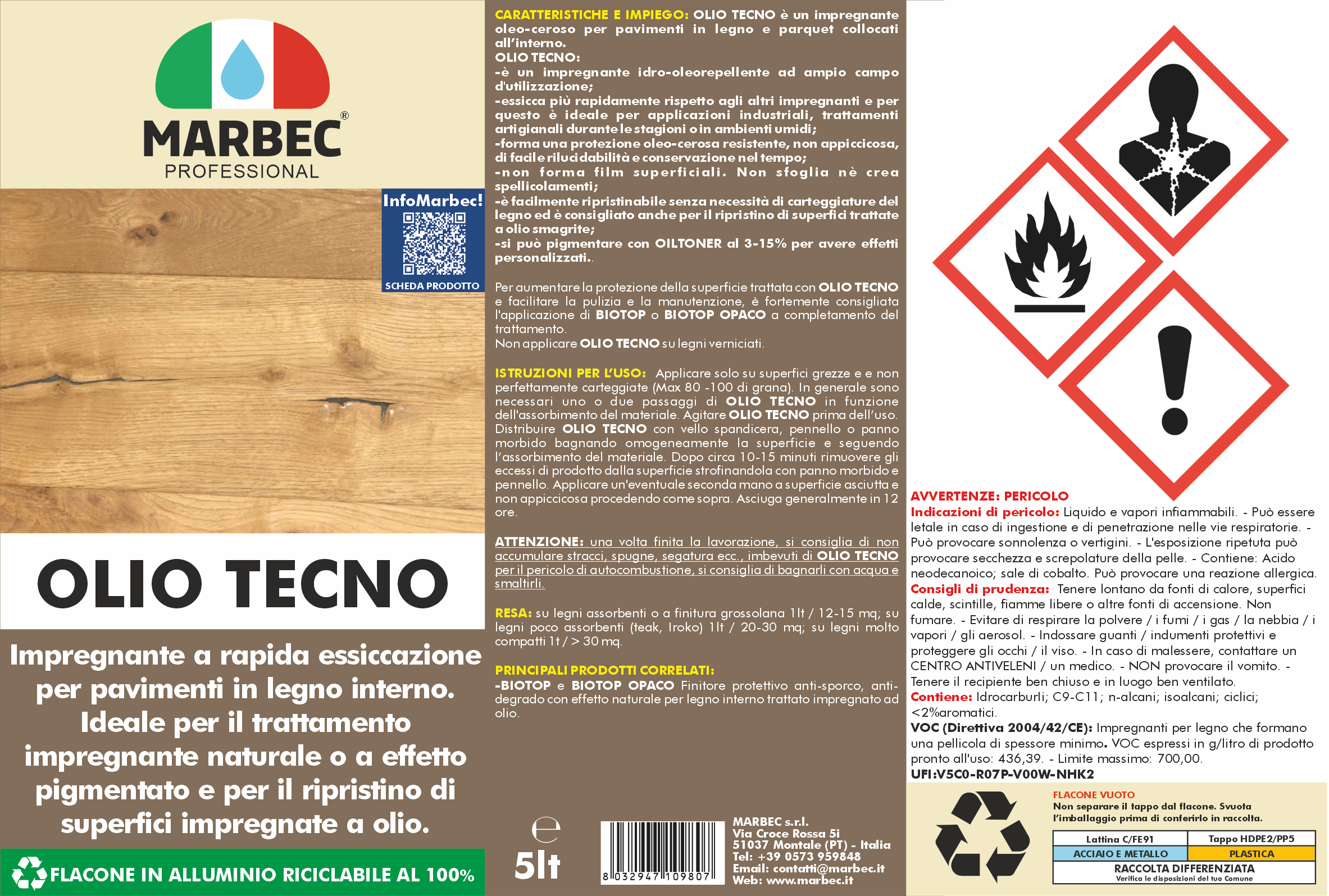 Impregnante per legno OLIO TECNO   5LTx4Pz