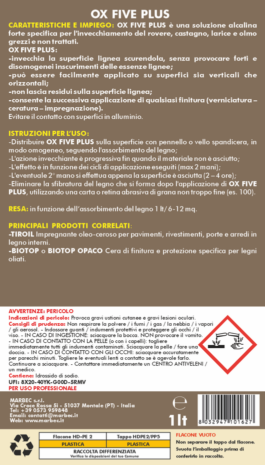 Invecchiante forte per legno OX-FIVE PLUS   1LT