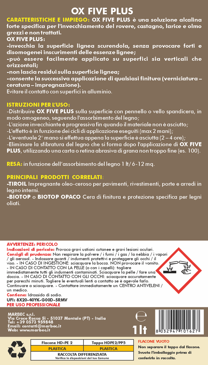 Invecchiante forte per legno OX-FIVE PLUS   1LT