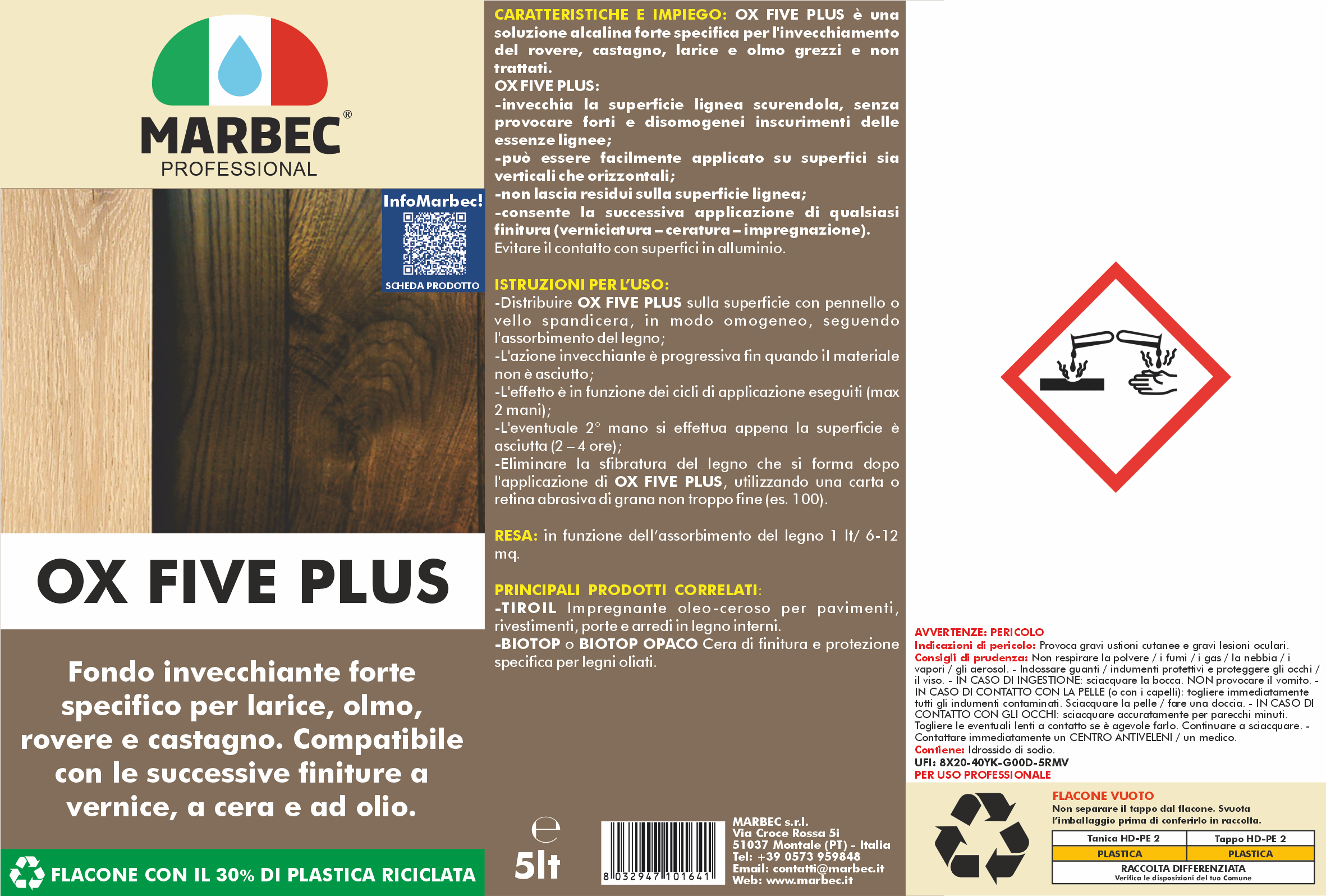 Invecchiante forte per legno OX-FIVE PLUS   5LT