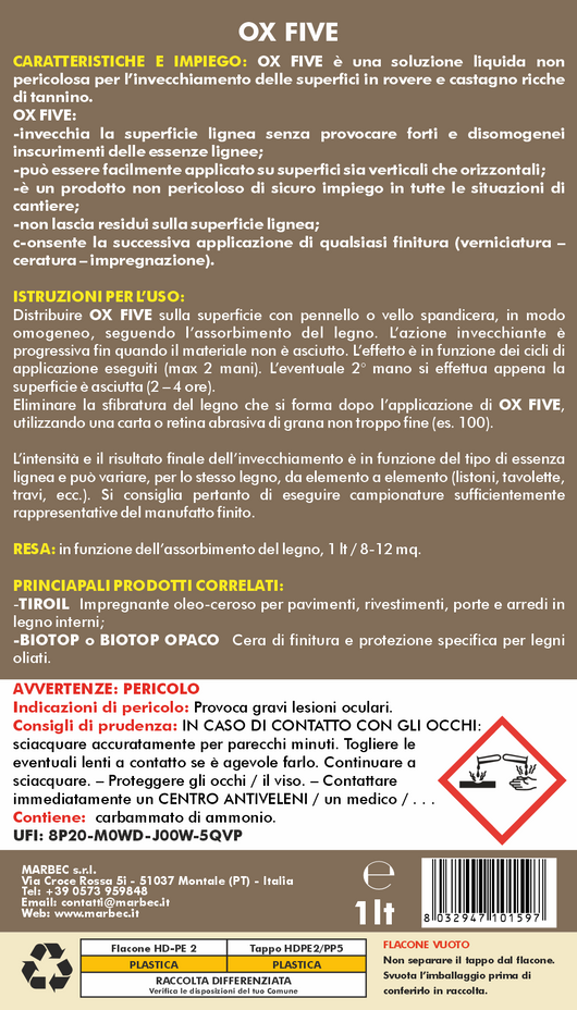 Invecchiante per rovere e castagno OX-FIVE   1LT