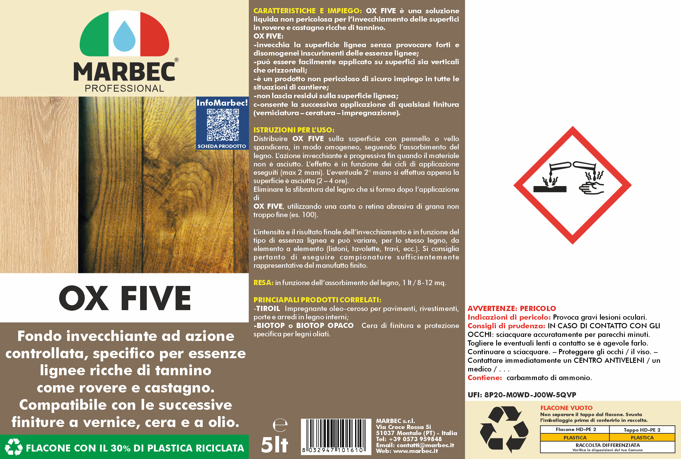 Invecchiante per rovere e castagno OX-FIVE   5LT