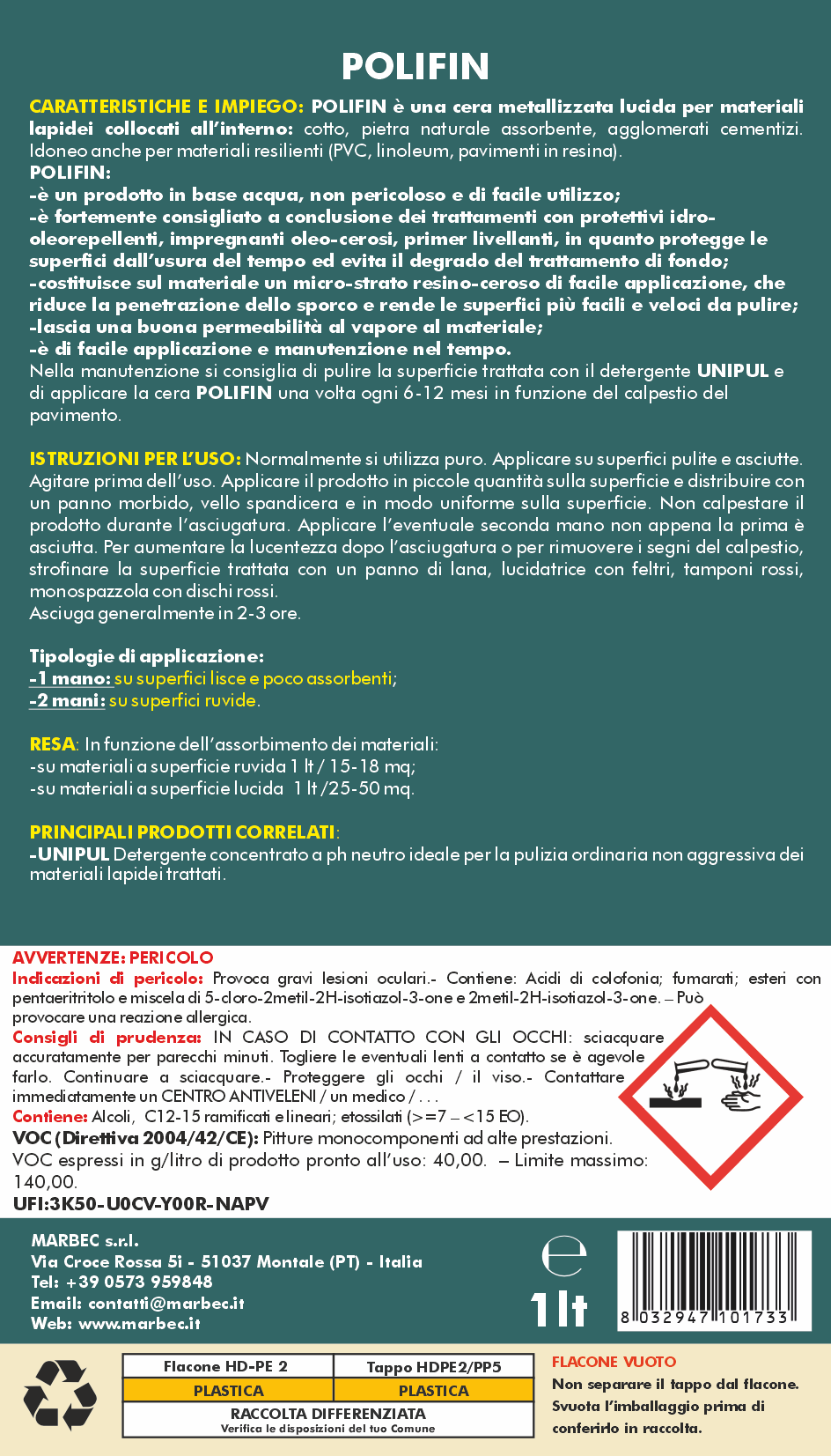 Cera metallizzata POLIFIN   1LT