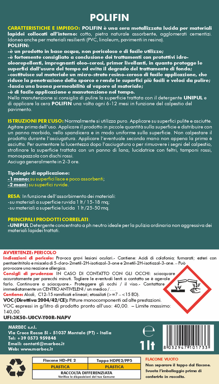 Cera metallizzata POLIFIN   1LT