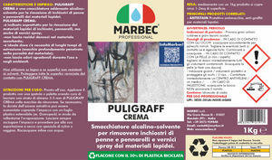 Smacchiatore per graffiti, inchiostri, pennarelli PULIGRAFF   1KGx6Pz