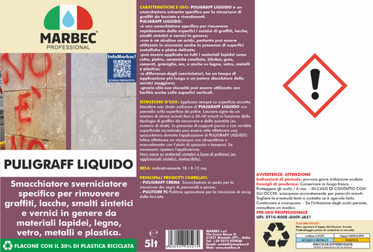 Smacchiatore per rimuovere graffiti PULIGRAFF LIQUIDO   5LT