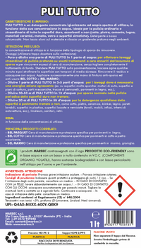 Detergente universale per superfici dure, come cotto, pietra, cemento, metalli, legno. Efficace anche a basse concentrazioni.  1LT