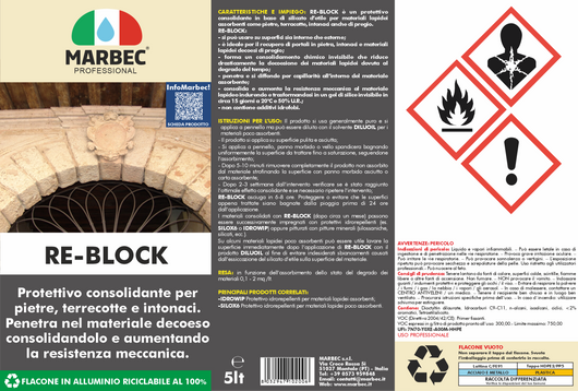 Consolidante per pietra RE-BLOCK   5LTx4Pz