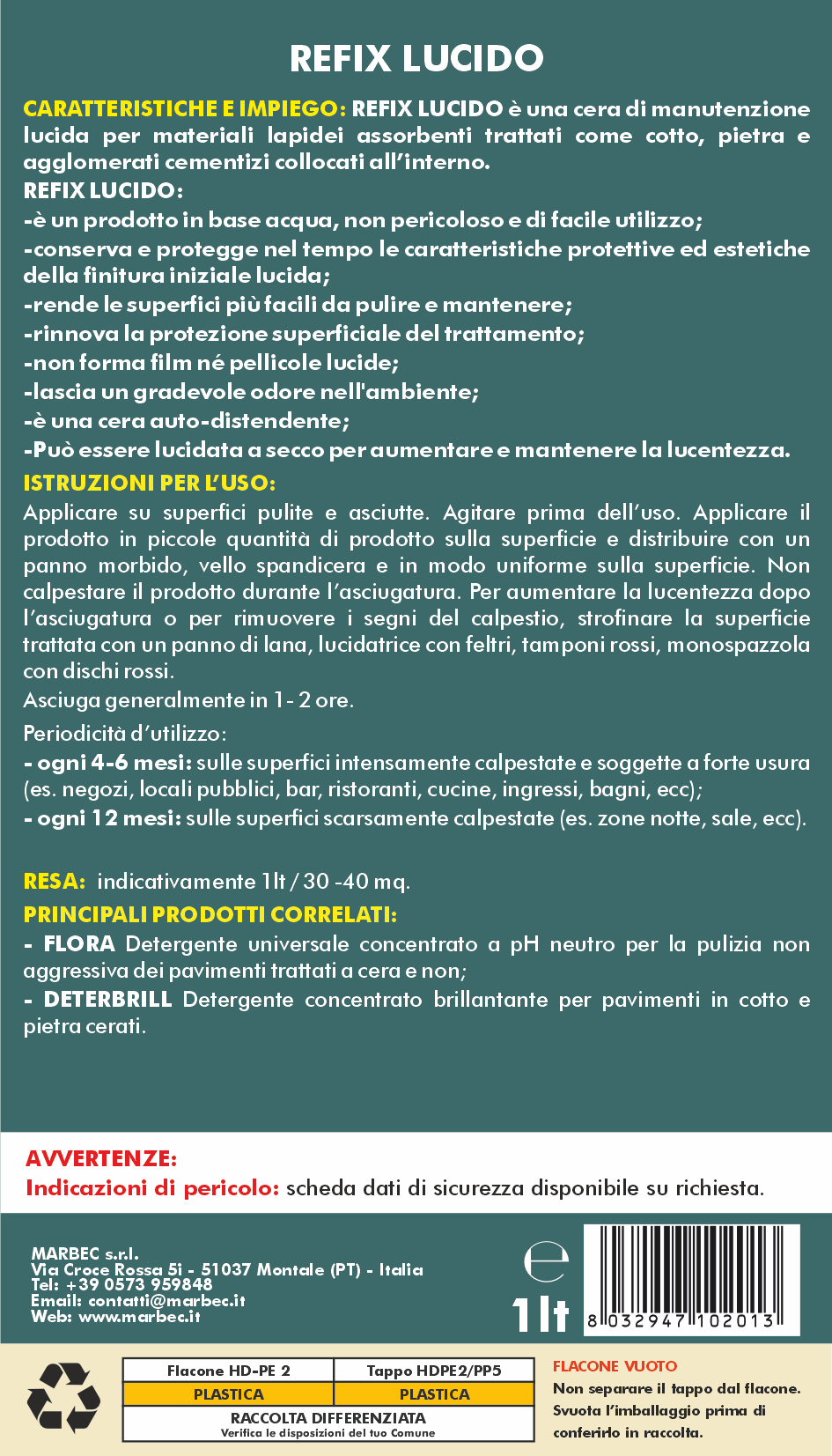 Cera per pavimenti REFIX LUCIDO   1LT