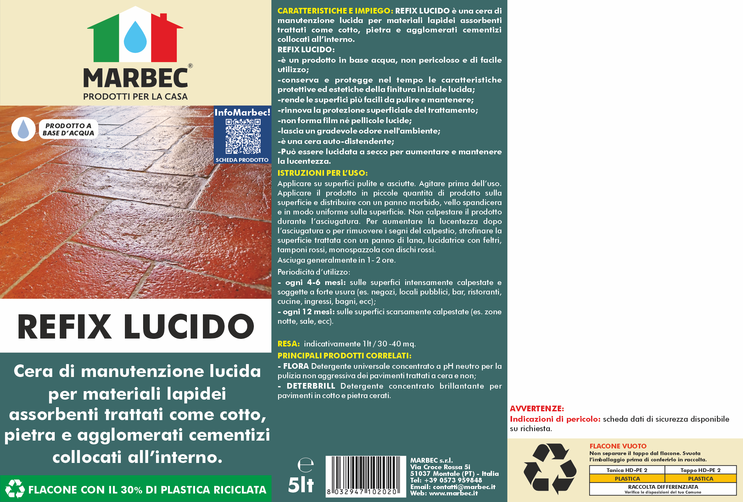 Cera per pavimenti REFIX LUCIDO   5LTx4Pz