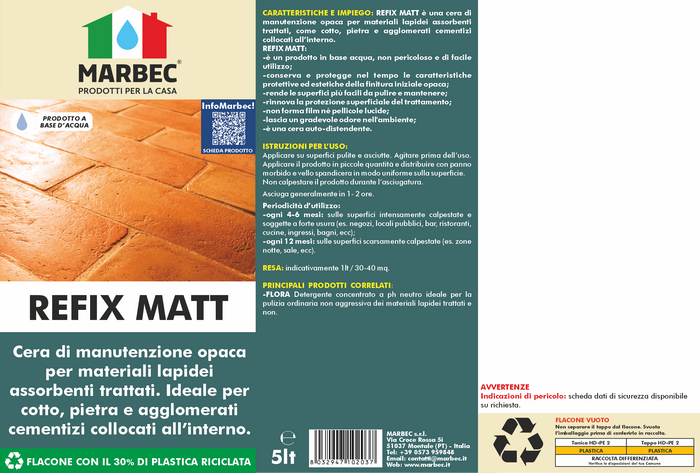 Cera per pavimenti REFIX MATT   5LTx4Pz
