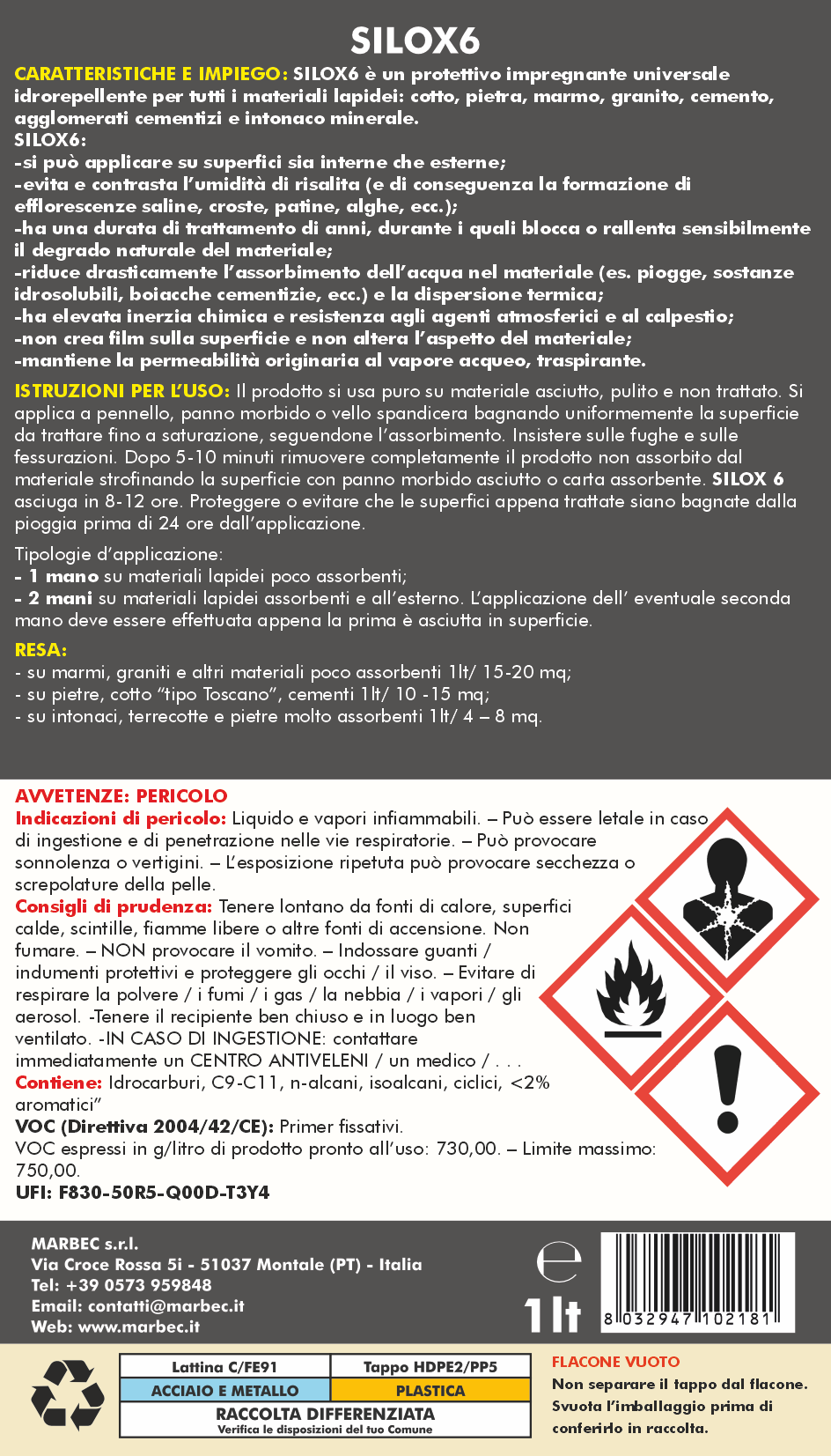 Protettivo idrorepellente SILOX 6   1LT