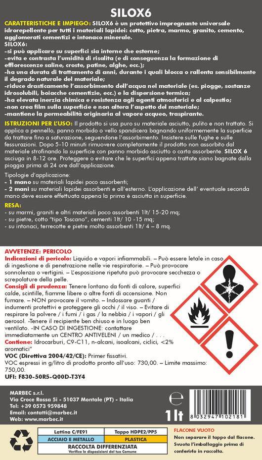 Protettivo idrorepellente SILOX 6   1LTx6Pz