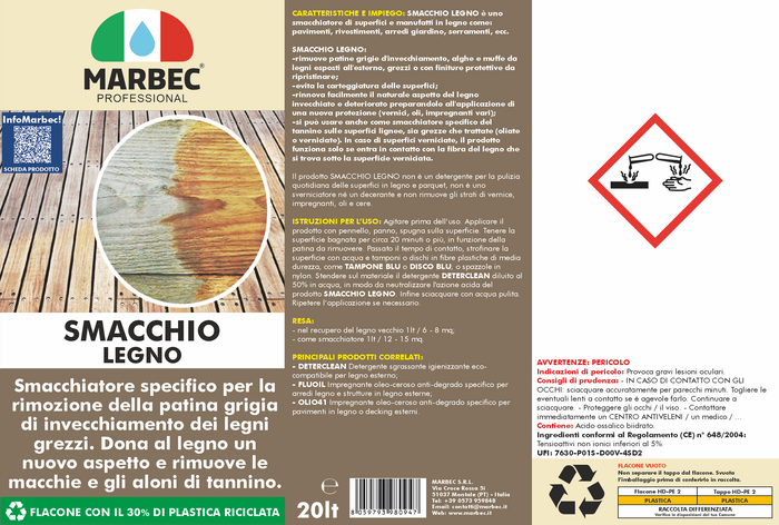 Smacchiare legno SMACCHIO LEGNO   20LT