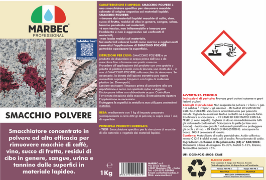 Come togliere le macchie di vino, caffè SMACCHIO POLVERE   1KG