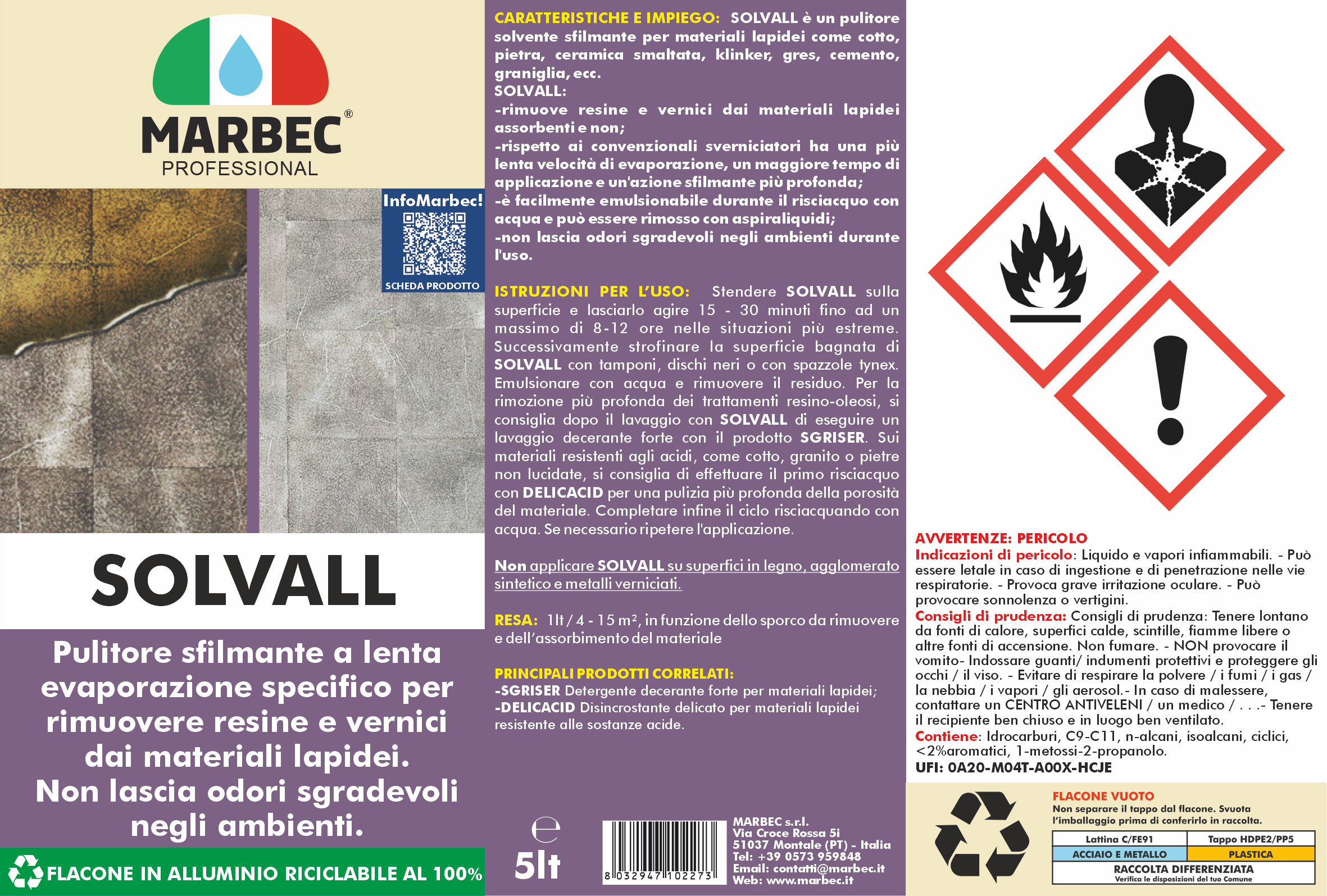 Pulitore sfilmante per materiali lapidei SOLVALL   5LT