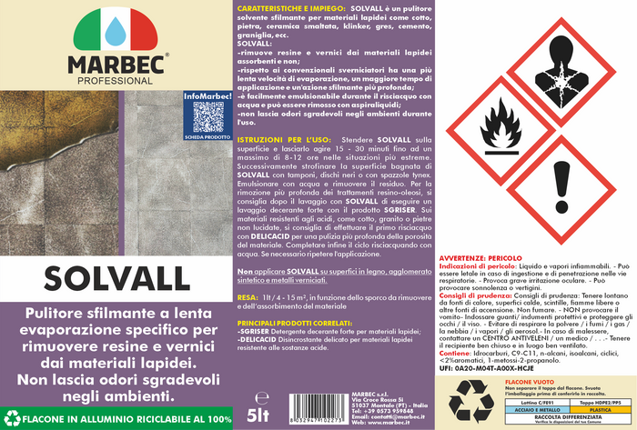 Pulitore sfilmante per materiali lapidei SOLVALL   5LTx4Pz