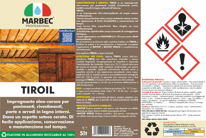 Impregnante per legno TIROIL   5LTx4Pz