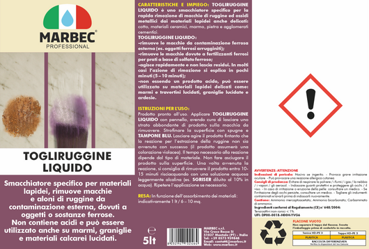 Rimuovere ruggine TOGLIRUGGINE LIQUIDO   5LTx4Pz