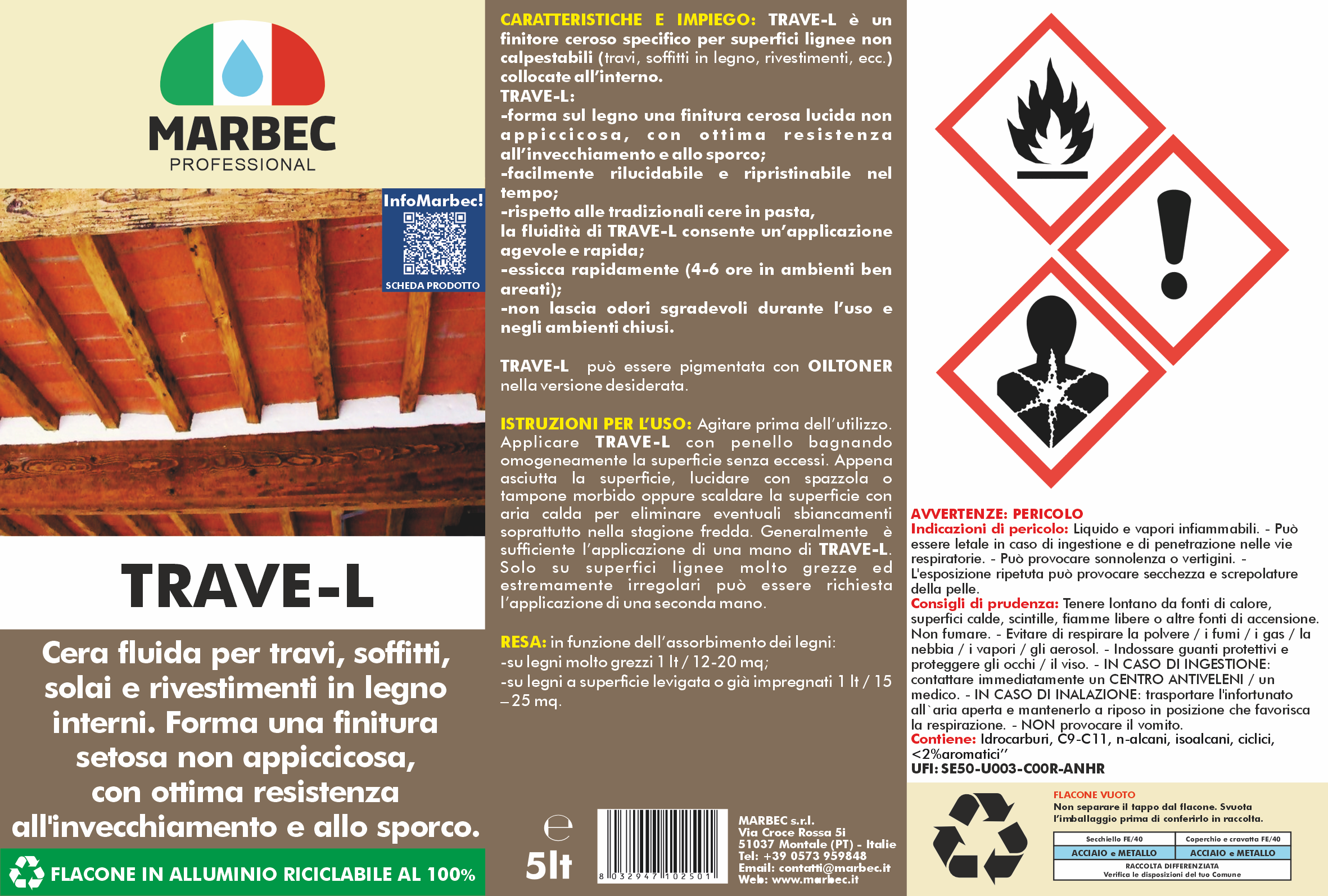 Finitore ceroso per travi e rivestimenti in legno TRAVE-L   5LTx4Pz